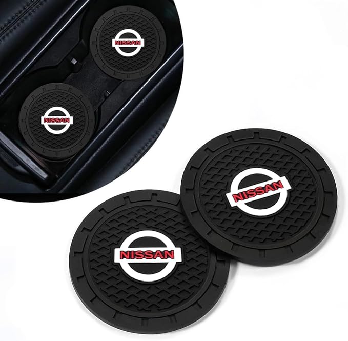 2PCS Car Cup Holder Coasters, Silicone Car Coasters Non-Slip Vehicle Car Coasters Cup Mats for Interior Accessory, Work Nissan Qashqai Versa Sentra Altima Rogue Murano Frontier Pathfinder Titan,2.75''