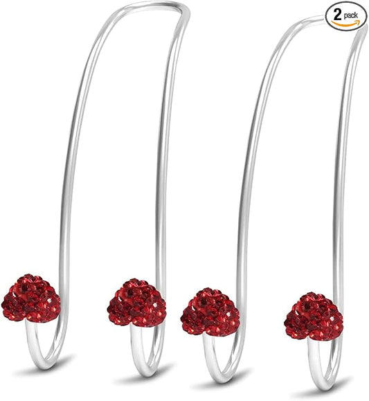 Guoord 【2026 Upgraded】 Car Headrest Hooks Decorations, 2 Pcs Bling Heart-Shaped Purse Hook Hangers, Auto Hooks Car Hangers and Durable Backseat Holder, Storage Universal for SUV Truck Vehicle (Red)