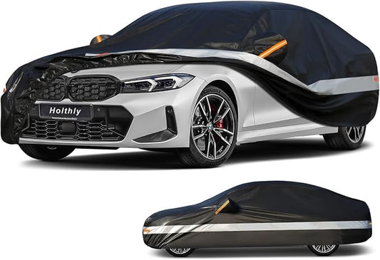 10 Layers Car Cover Custom Fit for BMW 3 Series 320i 328i 330i 335i M340i (2013-2026), Waterproof All Weather for Automobiles, Outdoor Full Cover Sun Dust Rain Protection with Cotton. Black
