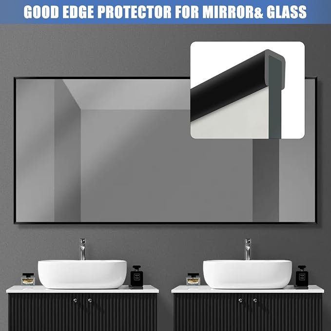 Rubber Edge Trim, Flexible Baby Proof Edge Protector, 1/4"(6mm) U Channel Edge Trim, Self-Adhesive Edge Guards for Plywood, Glass, Flexi-Glass, 20Ft, Black Color
