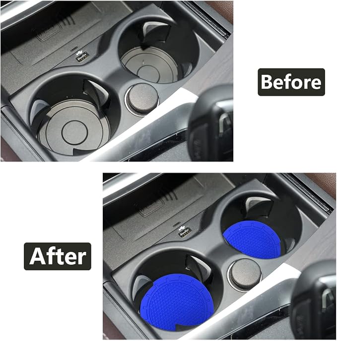 Car Cup Holder Coaster, 4 Pack 2.75 Inch Diameter PVC Non-Slip Universal Insert Coaster, Durable, Suitable for Most Car Interior, Car Accessory for Women Men Dark Blue