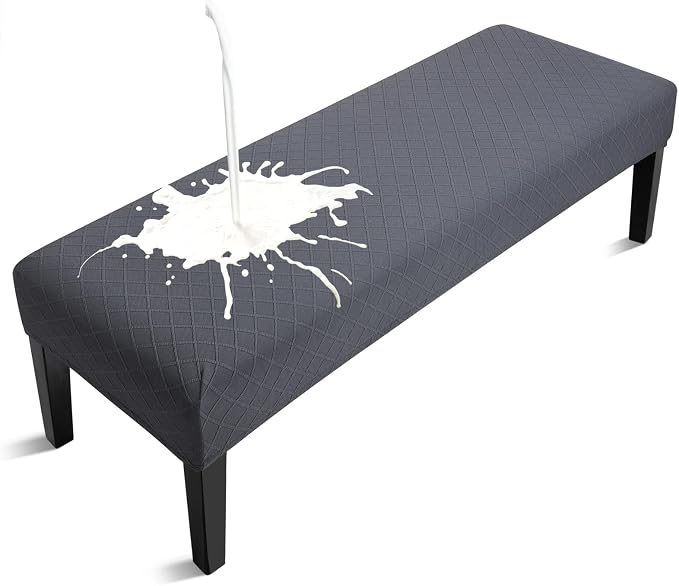 Fuloon Waterproof Dining Bench Cover, Removable Bench Slipcover Washable Bench Seat Protector Cover for Living Room, Bedroom, Kitchen (Dark Grey)