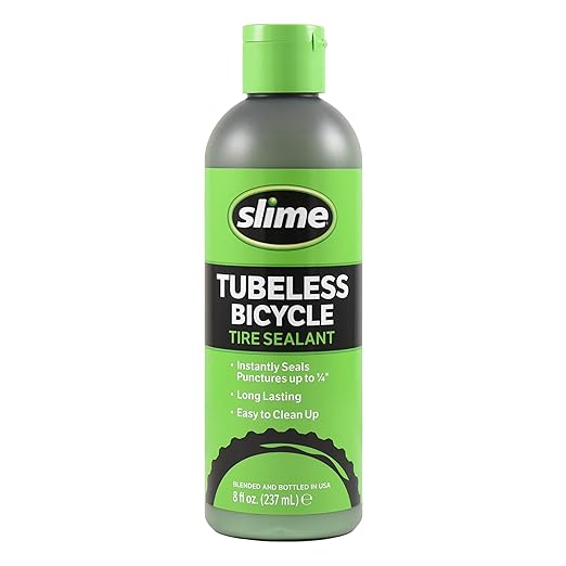 Slime 10216 Tubeless Bicycle Puncture Repair Tire Sealant, Prevent and Repair, Suitable for tubeless Bikes, Non-Toxic, Eco-Friendly, 8oz Bottle
