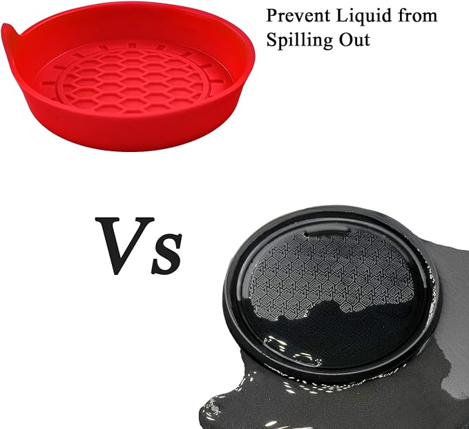 Amooca Automotive Cup Holders Universal Car Cup Coaster Waterproof Non-Slip Sift-Proof Spill Holder Car Interior Accessories 4 Pack Red