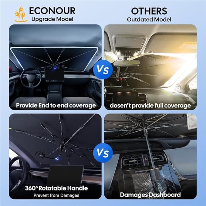 EcoNour Foldable Windshield Sun Shade & Window Tint Fit for 2014-2018 2019 2020 Nissan Rogue Sunshade, Front Car Window Shades Sun Visor, UV Protection, Heat Blocker, Car Accessories