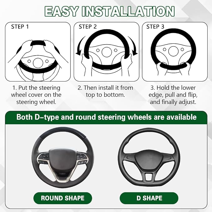 Elastic Stretch Steering Wheel Cover, Car Wheels Covers, Anti-Slip Sweatproof Breathable Car Steering Wheel Protector, Breathable Odorless Steering Wheels Accessories for Most Vehicles