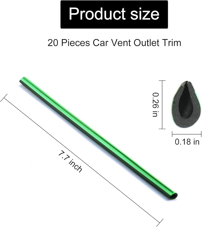 LivTee 20 Pieces Car Air Conditioner Decoration Strip for Vent Outlet, Universal Waterproof Bendable Air Vent Outlet Trim Decoration, Car Interior Accessories (Green)