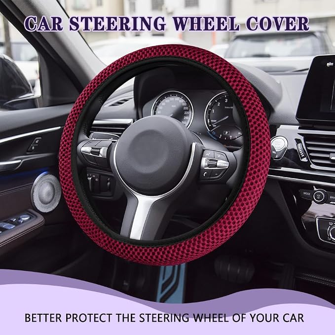 Elastic Stretch Steering Wheel Cover, Steering Wheel Cover, 15" Breathable Auto Steering Wheel Protector, Universal Car Accessories Comfortable Non-Slip Vehicle Steering Wheel Covers for Women Men