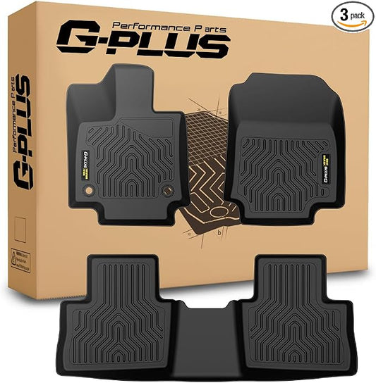 G-PLUS TPE Floor Mats Fit for Toyota RAV4 2019-2025 (Include Hybrid) | All Weather Protection,Non-Slip,Custom Fit Floor Cargo Liner,TPE Full Coverage,1st & 2nd Row,Black,3PCS