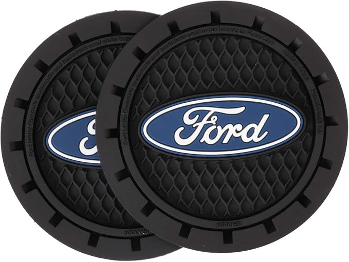 Plasticolor 000651R01 Ford Oval Auto Car Truck SUV Cup Holder Coaster 2-Pack , Blue