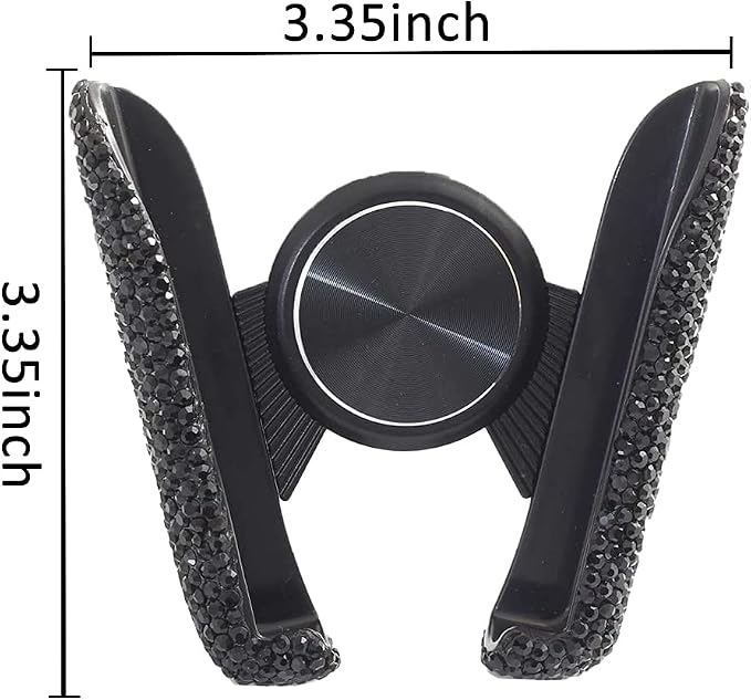 SUNCARACCL Black Bling Phone Holder for Car Vent, Mini Phone Mount | Universal 360 Degrees Adjustable Rhinestone Phone Stand,Bling Car Accessories for Women and Girls (Black Dimond)