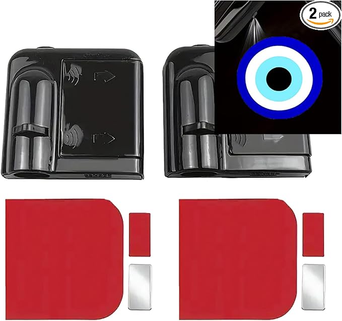 2PCS Car Door Lights,Evil Eye Door Lights Logo Projector LED Shadow Welcome Lamp,Blue Eyes Car Accessories Evil Eye Gifts for Women Men,Suitable for All Vehicles Motorcycle Bike