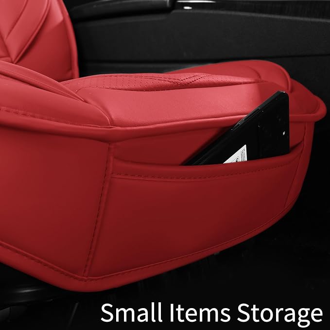 HChengkikz Car Seat Cover, Waterproof Faux Leather (Red) | Easy Maintenance, Airbag Compatible, Universal Fit For Most SUVs Trucks Pick-ups Sedans