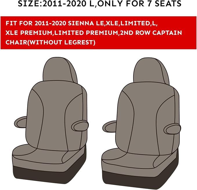 coverdream Sienna Car Seat Covers Custom Fit for 2011-2020 Toyota Sienna LE,XLE,Limited,L,XLE Premium,Limited Premium,7-Seater,Waterproof Leather Auto Seat Protector(Full Set,Wine Red)