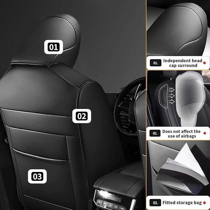 AOMSAZTO Custom Fit Seat Covers for Mazda CX-30 2020 2021 2022 2023 2024 2025 CX30 Car Seat Covers Full Set Black Faux Leather Compatible Airbag（New-CX30）