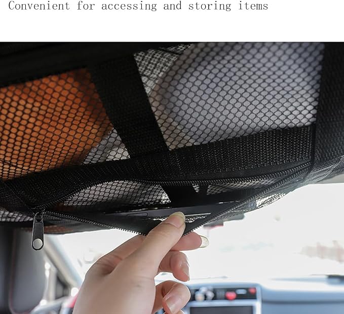 Car Ceiling Cargo Net Roof Storage Organizer Mesh Hammock for Subaru Crosstrek 2013–2025 2026 GP/GU,Interior Mesh Hammock Zipper Pocket,Space Saving Road Trips Camping,80 * 53