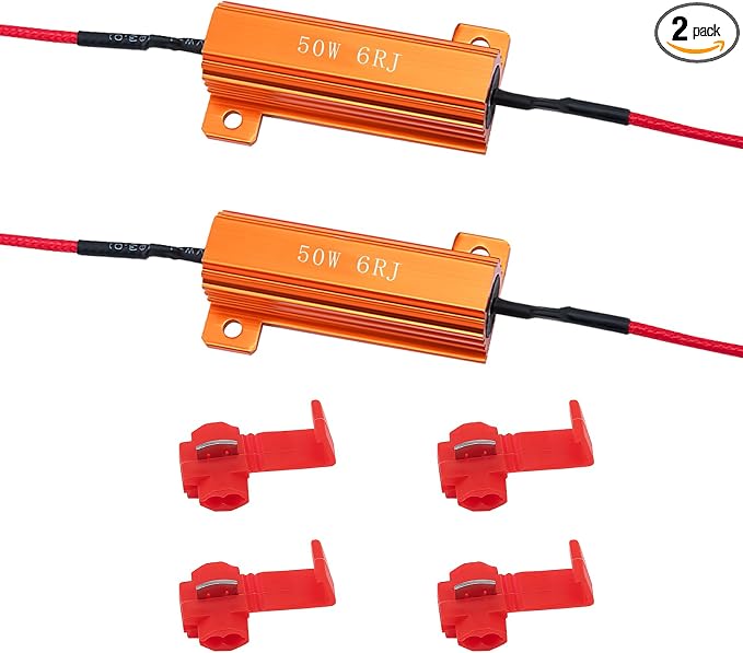 2Pcs 50W 6Ohm Load Resistors LED Turn Signal, LED Load Resistor Kit for Fix LED Bulb Fast Hyper Flash Turn Signal Blink Error Code (Amber)
