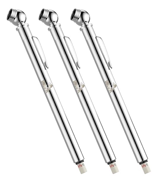 UNCO- Pencil Tire Pressure Gauge, 3 Pack, 10-75 PSI, Pencil Air Pressure Gauge for Tires