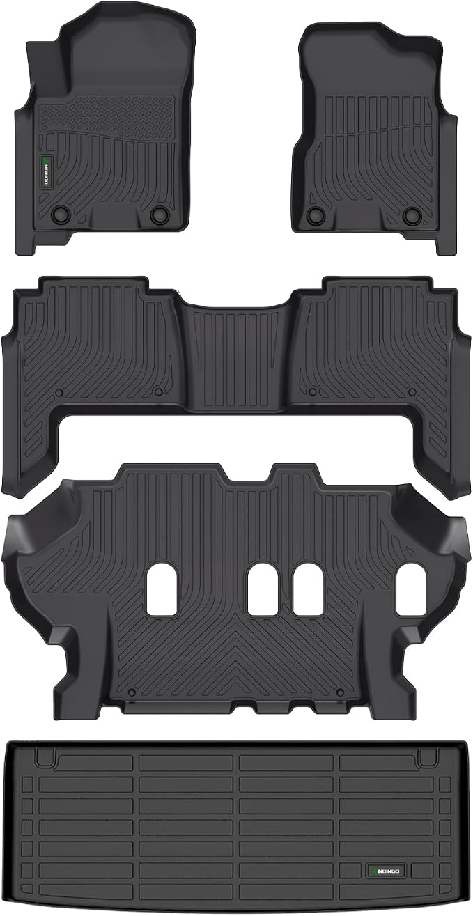 ANBINGO®Floor Mats & Cargo Liner Fit for 2019-2024 Nissan Armada (8 Seats)/Infiniti QX80 (Bench Seat) Waterproof Car Mats for Armada All Weather Floor Liners Fit QX80 Rubber High Edge Protection