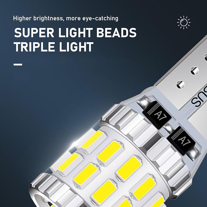 gunhunt Pack-2 Car Wide Lights, 3W Led Light Bulbs, Aluminum Reading Lights, License Plate Lights, Instrument Lights, Auto Bulb Replacements, Universal for Most Cars, Trucks, SUVs (White)