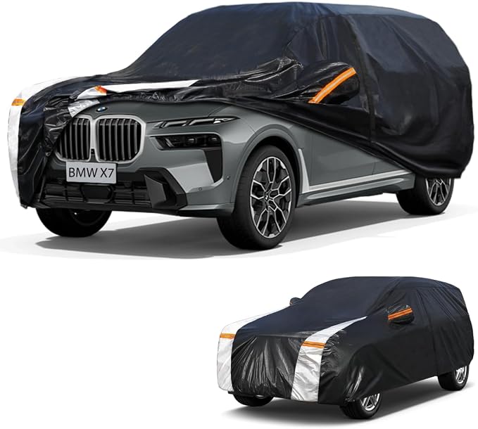 Large SUV Car Cover for BMW X7 2018-2026 100% Waterproof All Weather, Heavy Duty Outdoor Full Exterior Covers Rain Sun Wind UV Protection.