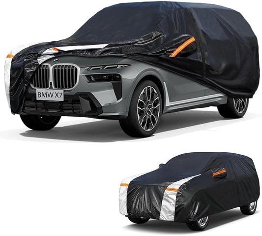Large SUV Car Cover for BMW X7 2018-2026 100% Waterproof All Weather, Heavy Duty Outdoor Full Exterior Covers Rain Sun Wind UV Protection.