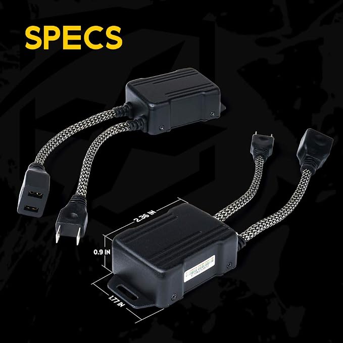 H7 LED Headlight Canbus Decoder Error Free Anti Flicker Harness for Truck | Premium Nylon Braided Cable, Heat-Resistant, Plug N Play, Pack of 2