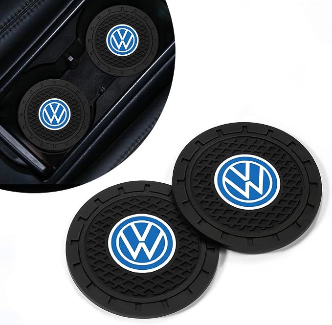 Car Cup Holder Coasters Compatible with Volkswagen VW Bora Beetle Tiguan Polo Passat B5 B6 MK5 6 Jetta Eos SEAT Sagitar Golf 6,Black