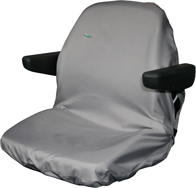 Town & Country Covers | Universal Tractor Seat Cover, Plant Hire Seat Cover, Standard & Large Size, Heavy Duty, Fast & Easy to Fit, Waterproof, Armrest & Headrest Slots (Grey, Large)