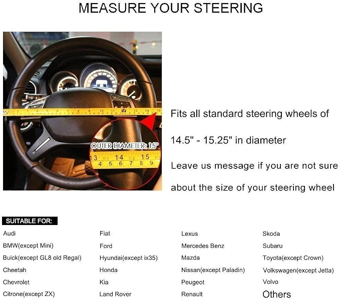 Universal Steering Wheel Cover for Cars, Premium Perforated Synthetic Leather with Odorless Rubber Inner, Non-Slip Grip, Comfort & Style Upgrade for Men and Women (Black)