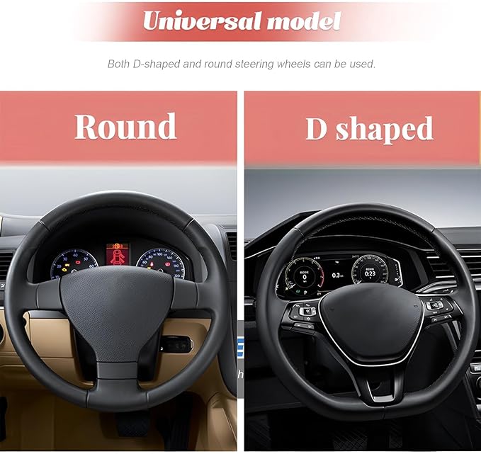 Car Steering Wheel Cover, Breathable Anti-Slip Vehicle Steering Wheel Protector with Inner Ring, Automotive Interior Protective Accessories, Universal for SUV RV Truck (Black)