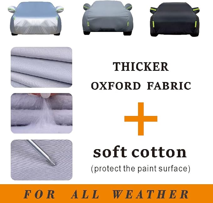 Thick Waterproof Oxford Fabric with Soft Cotton for SUV car Cover,Universal 6 Layers Outdoor Sunshield, Snow Proof, UV and Scratch Proof, Bird Droppings(Black, YM Fits SUV up to168 to 182")