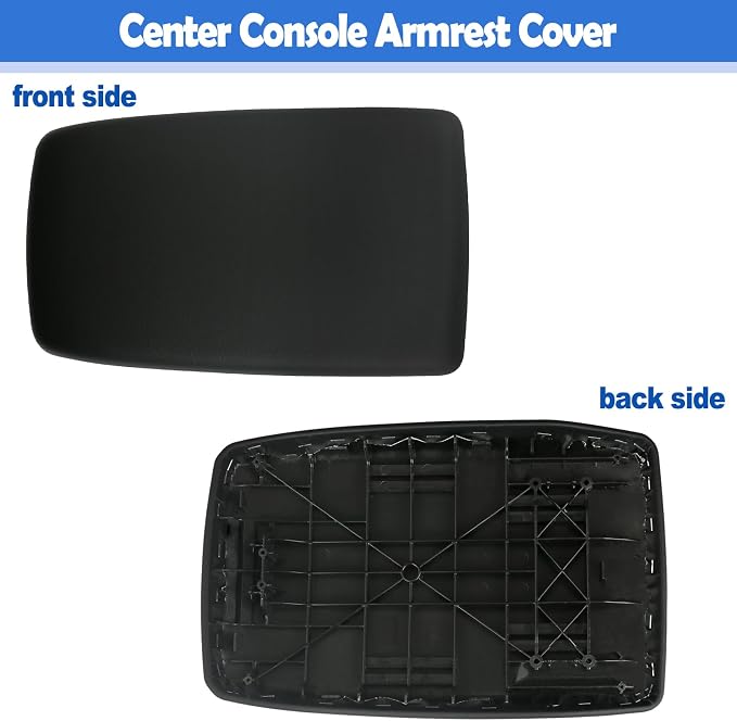 Osompar Center Console Armrest Cover Black Compatible with Toyota Highlander 2008-2013 PU Leather Arm Rest Box Lid Middle Console Cover