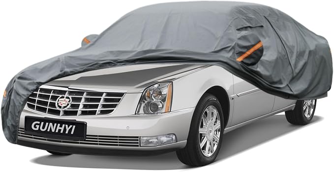 GUNHYI Premium Car Cover Custom Fit Cadillac DTS, 16 Layers Heavy Duty Car Cover Waterproof All Weather with Zipper Door for Sun Rain Snow Dust Uv Protection