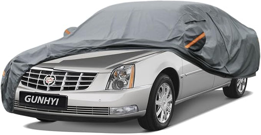 GUNHYI Premium Car Cover Custom Fit Cadillac DTS, 16 Layers Heavy Duty Car Cover Waterproof All Weather with Zipper Door for Sun Rain Snow Dust Uv Protection