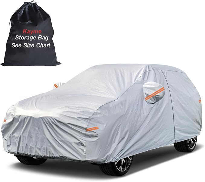 Kayme SUV Car Cover Waterproof All Weather - See Vehicle Size Chart for Accurate Fit - Outdoor Full Exterior Cover Sun Rain Snow. MDX RDX, SRX XT5, Equinox, Sportage etc. Size S3 (See Size Chart)