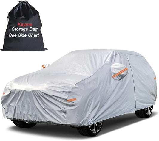 Kayme SUV Car Cover Waterproof All Weather - See Vehicle Size Chart for Accurate Fit - Outdoor Full Exterior Cover Sun Rain Snow. MDX RDX, SRX XT5, Equinox, Sportage etc. Size S3 (See Size Chart)