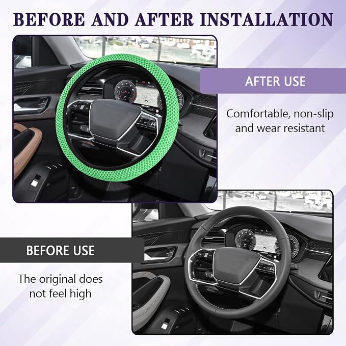 Elastic Stretch Steering Wheel Cover, Steering Wheel Cover, 15" Breathable Auto Steering Wheel Protector, Universal Car Accessories Comfortable Non-Slip Vehicle Steering Wheel Covers for Women Men