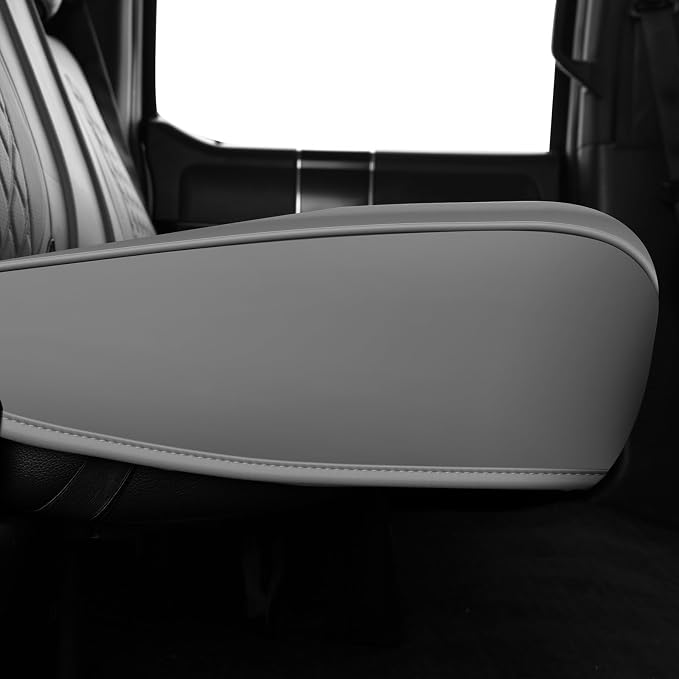 Huidasource Fit for Gray Chevy Silverado/GMC Sierra Rear Seat Covers, Thickened Split Nappa Leather Truck Back Seat Cover 2007-2013&2019-2026 1500, 2020-2026 2500HD 3500HD Crew Cab WT LS LT