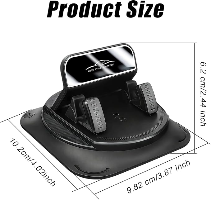 Car Dashboard Phone Holder, Self-Adhesive Car Phone Holder 360 Degree Rotation, Universal Anti-Slip Automotive Mount, Vibration-Free & One-Handed Operation (Black)