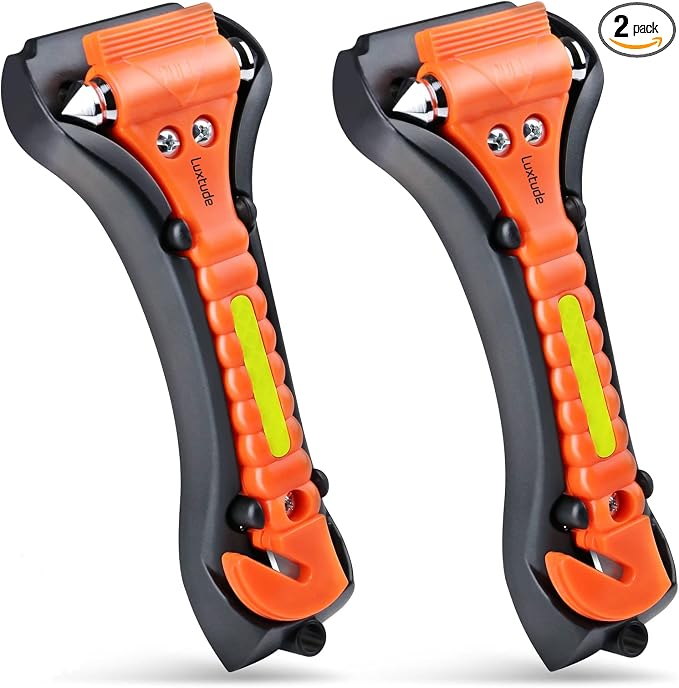 Luxtude Window Breaker Seatbelt Cutter, Car Window Breaker, Glass Breaker, Auto Car Escape Tool, 2-in-1 Emergency Glass Hammer, Window Punch Seatbelt Cutter, Life Rescue Tools Kit, 2 Packs