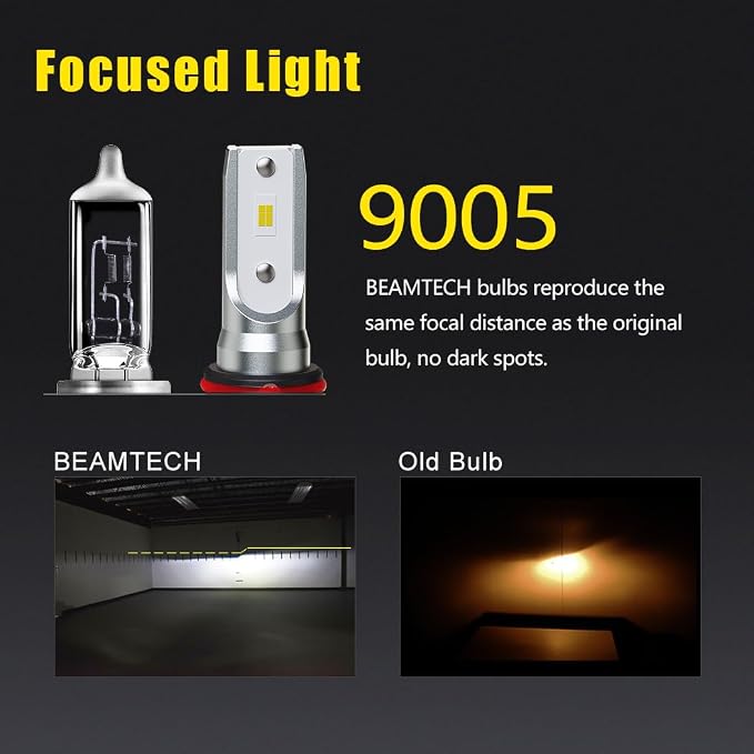 BEAMTECH Bulbs, 9005 H11 Combo Fanless 300% Brighter Fog Light, 4 Bulbs