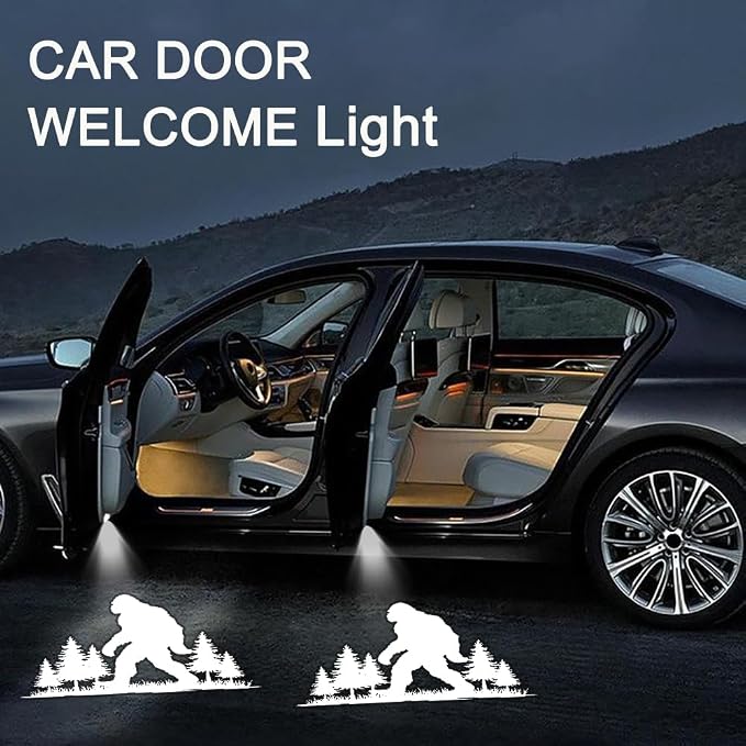 2PCS Car Door Lights,Bigfoot Door Lights Logo Projector LED Shadow Welcome Lamp,Sasquatch Car Accessories Big Foot Sasquatch Gifts for Men Women,Suitable for All Vehicles Motorcycle Bike