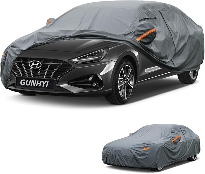 GUNHYI Premium Car Cover Custom Fit Hyundai Equus, 16 Layers Heavy Duty Car Cover Waterproof All Weather with Zipper Door for Sun Rain Snow Dust Uv Protection