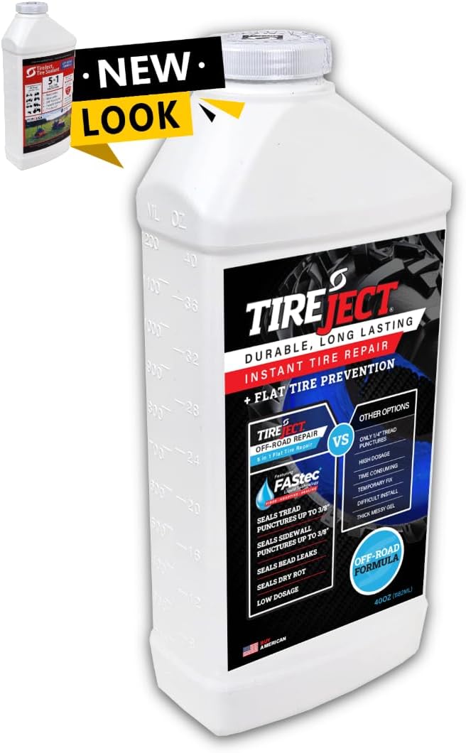 TireJect Off-Road Tire Sealant Refill (40oz Bottle) - Flat Tire Repair - Fix & Prevent Flat Tires - ATV UTV SxS Lawn Mower Golf Cart Tractor