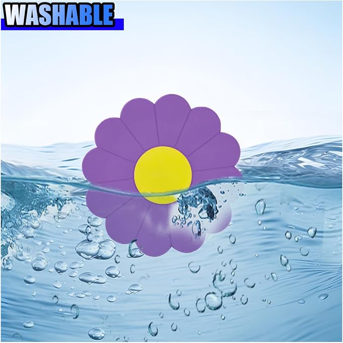 2PCS Car Cup Coaster, Flower Shaped Silicone Non-Slip Vehicle Drink Holder Insert Mat, Universal 2.75 Inch Waterproof Automotive Interior Decoration Beverage Pad Accessories (Purple)