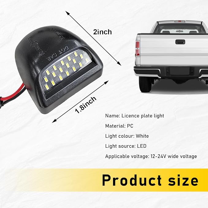Ohleats 2 PCS Full LED License Plate Light Tag Lamp Assembly, 6000K White Car Plate Light Replacement for Escalade Avalanche Silverado Suburban Tahoe Sierra Yukon, Car Accessories