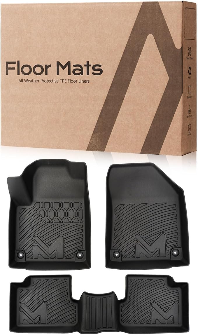 TPE Automotive Floor Mats Custom for 2016-2023 Jeep Cherokee (Not for Grand Cherokee), All Weather Cover Protection Waterproof Black Floor Liner Front & Rear Row Full Set Car Mats, 3PCS