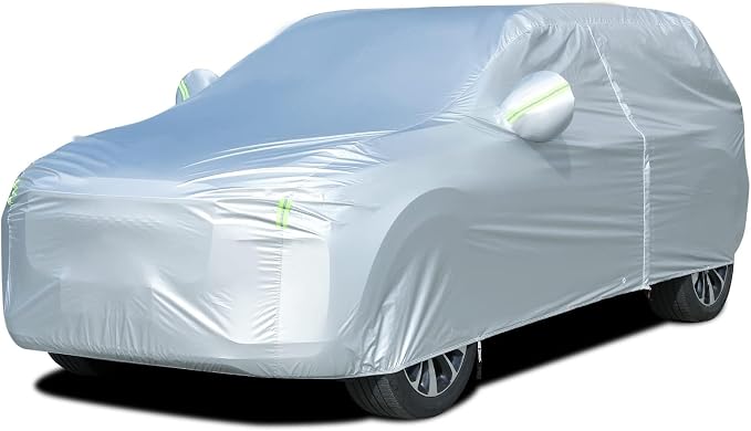 Tecoom Light Shell SUV Cover Waterproof UV-Proof Windproof, All Weather Indoor Outdoor with Zipper Design, Fit 206–215 Inches Full-Size SUV