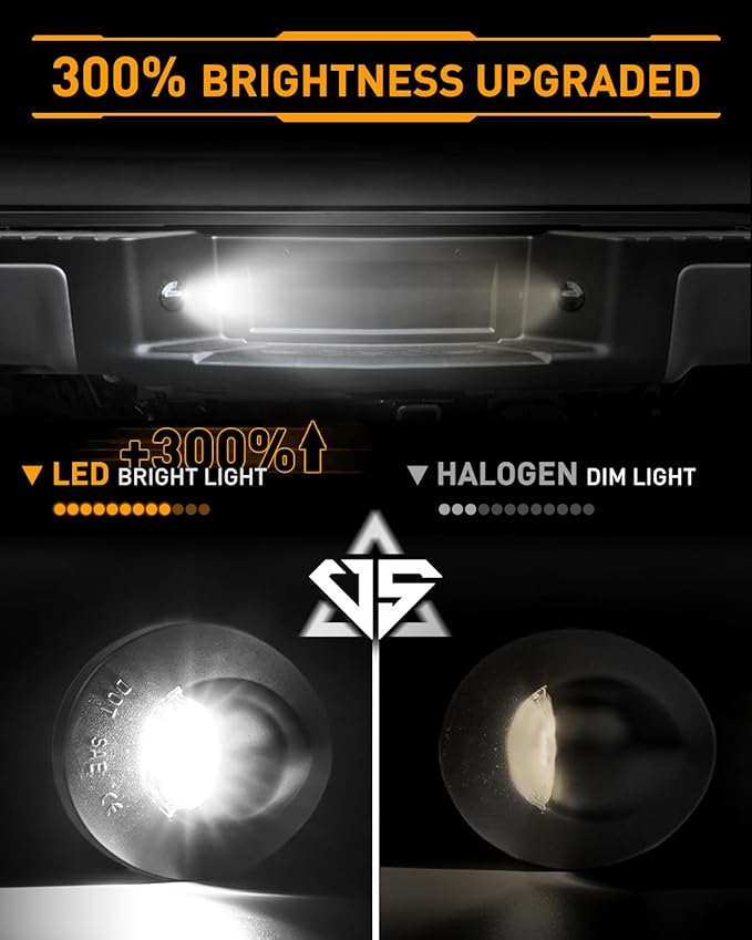 LESAUCE LED License Plate Lights Tag Lights for Ford F150 F250 F350 Super Duty Ranger Pickup Explorer Bronco Excursion Expedition Rear Bumper Bright White OEM Replacement 2 PCS